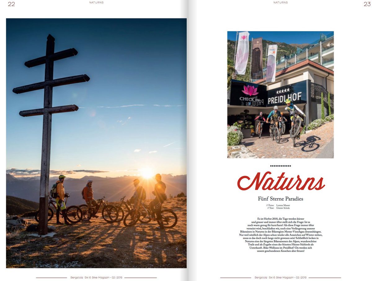 Biketour in Naturns, Herbst, Zeitungsartikel im Magazin Bergstolz, Fotograf Südtirol